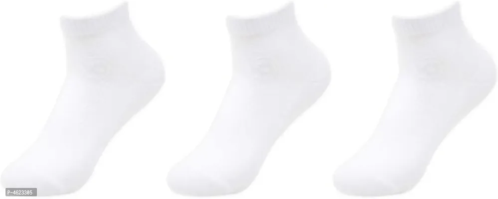 Men's White cotton blend Ankle socks Pack of 3-thumb0