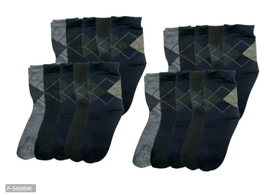 Men's Pure Cotton Argyle Style Diamond Socks Pack of 12 Pair