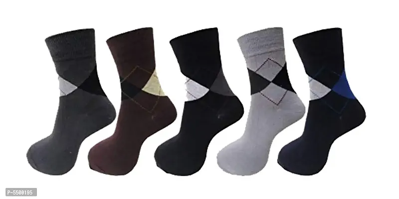 Men's Pure Cotton Argyle Style Diamond Socks Pack of 5
