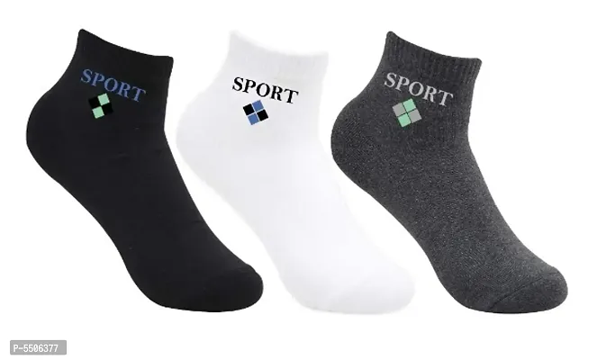 Unisex Cotton Ankle Sports Printed Socks Pack of 3-thumb0