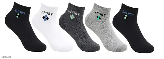 Unisex Cotton Ankle Sports Printed Socks Pack of 5-thumb0