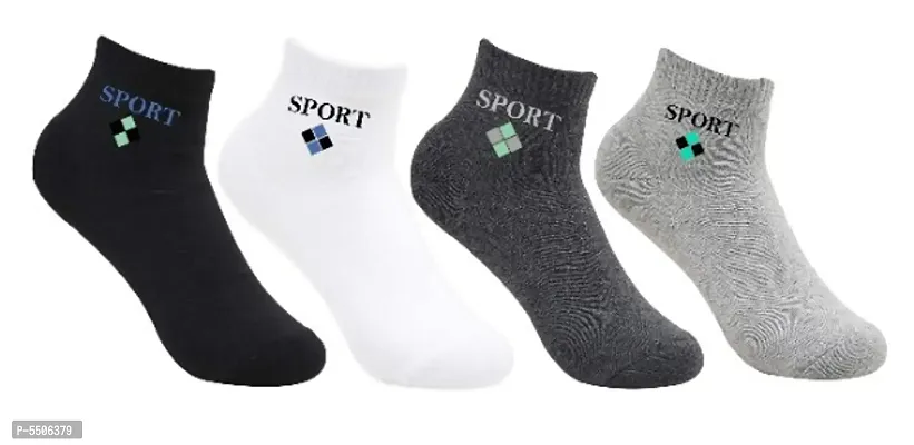 Unisex Cotton Ankle Sports Printed Socks Pack of 4-thumb0