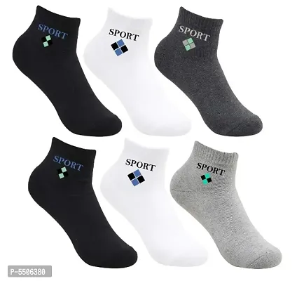Unisex Cotton Ankle Sports Printed Socks Pack of 6
