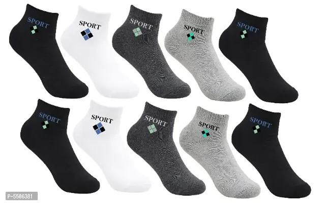 Unisex Cotton Ankle Sports Printed Socks Pack of 10