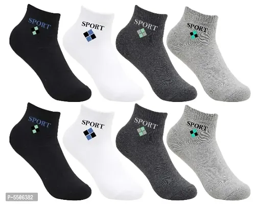 Unisex Cotton Ankle Sports Printed Socks Pack of 8