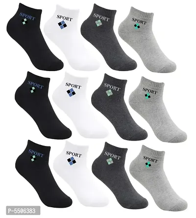Unisex Cotton Ankle Sports Printed Socks Pack of 12