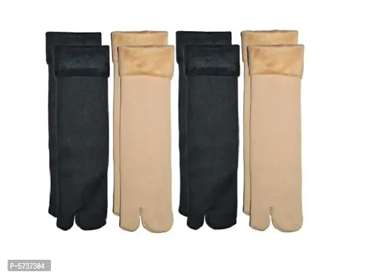 Women's Black and Skin Snow Warm socks Pack of 4-thumb0
