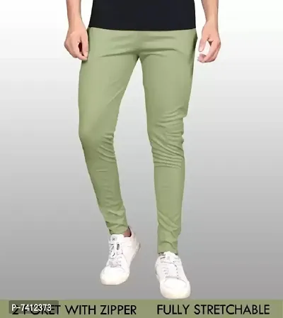 Green Polyester Blend Regular Track Pants For Men-thumb0