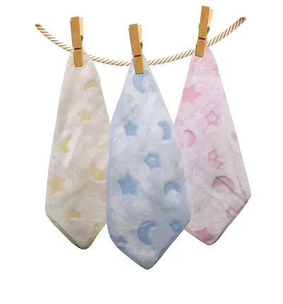 Women's, Girls and Kids Cotton Towel Soft Designer Handkerchiefs 9x9 inches pack of 3 Hankies.