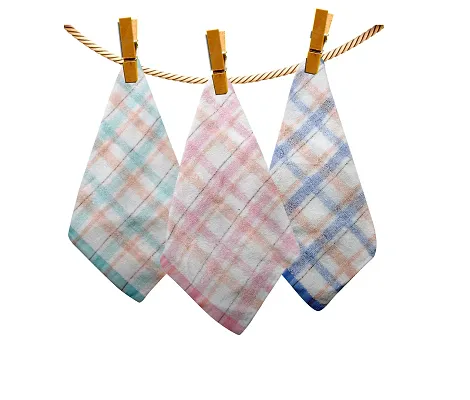 Women's, Girls and Kids Cotton  Soft Hand Towel Handkerchiefs 11x11 inches pack of 3 Hankies.