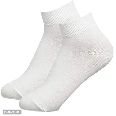 Men's White cotton blend Ankle socks Pack of 5-thumb0