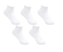Men's White cotton blend Ankle socks Pack of 5-thumb2
