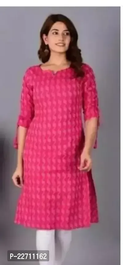 Stylish Pink Cotton Stitched Kurta For Women