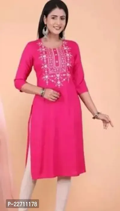 Stylish Pink Cotton Stitched Kurta For Women