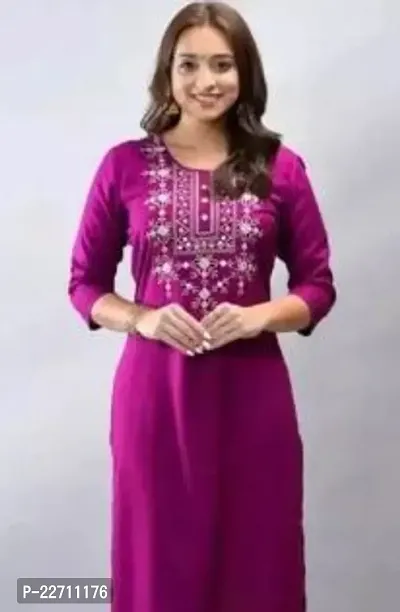 Stylish Purple Cotton Stitched Kurta For Women-thumb0