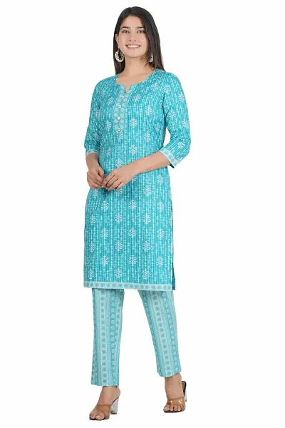 Fancy Cotton A-Line Printed Kurta with Palazzo