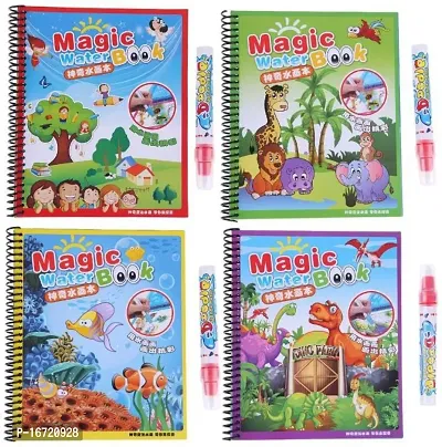 Magic Water Drawing Book, Reusable Coloring Book Drawing Board Toys For Kids pack of 4