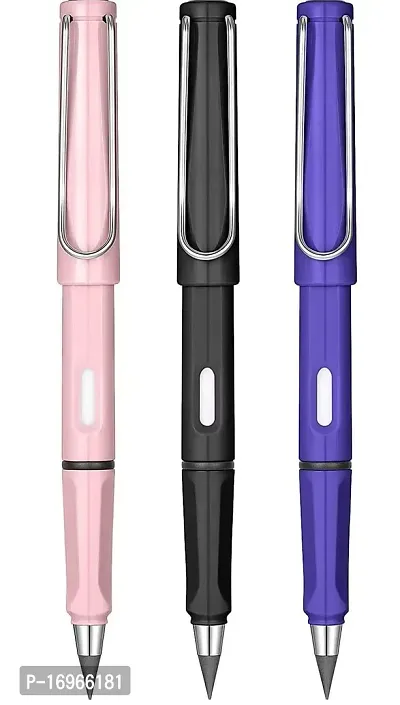 3Pcs multicolored Everlasting Inkless Pencils Portable Reusable and Erasable Metal Writing Pens Replaceable Graphite Nib  SetPortable Reusable Erasable Metal Writing Pens Infinite Replaceable-thumb0