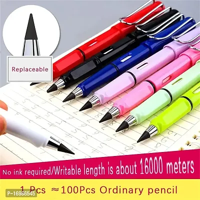 6Pcs Everlasting Inkless Pencils Portable Reusable and Erasable Metal Writing Pens Replaceable Graphite Nib Triangle Golf Stationary SetPortable Reusable Erasable Metal Writing Pens Infinite Replaceab-thumb3
