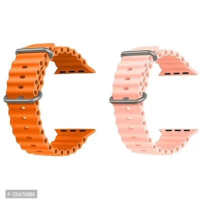 Ocean Smart Watch Strap Belt for Ultra Watch 49 mm, Series 8 / 7 45 mm, Series 6 / 5 / 4 44 mm, Series 3  42 mm, T800 Ultra, Watch 8 Ultra, i8 Pro Max, W26, T800. Smart Watch Strap(orange,pink)