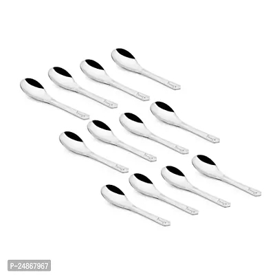 Himanshi Collection 12 Pieces Stainless Steel Small Spoons for Container/Spice Jars | Masala Spoons | Small Spoon for Spices | Spoon Set | 12 Mini | Length 9 cm | Silver-thumb0