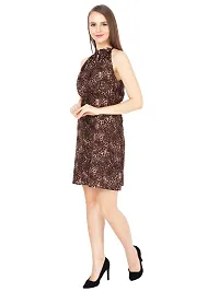 Mysty Gal Women's Halter Neck Ruffle Bodycon Dress (X-Large, Brown)-thumb3