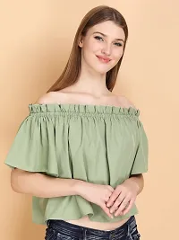 Mysty Gal Women's Crepe Fabric Off Shoulder Top |Half Sleeve | Regular Fit | Perfect, Formal & Ceremony (Pack of 1) (X-Large, Green)-thumb2