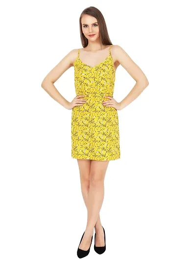 Mysty Gal Women's Polyester Sleeveless A line Midi Dress Western Dresses for Party, Wedding, Birthday, Night Clubbing & Dating (Color - Yellow, Pack of 1)