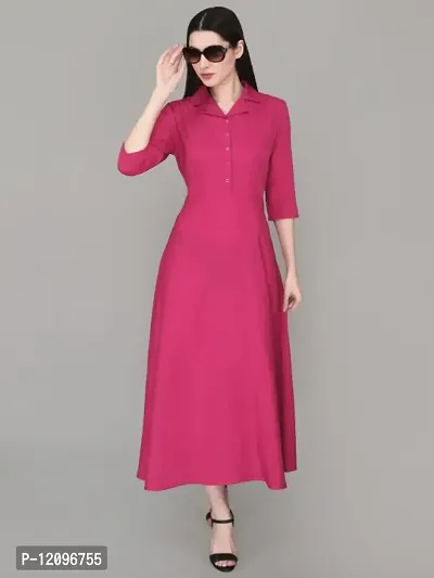 Classic Crepe Solid Dresses for Women-thumb0