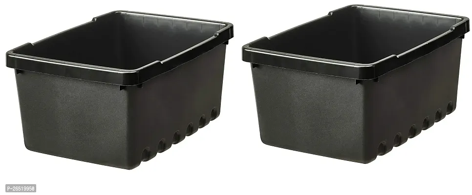 Ikea Rectangular Storage box (Black, 25x17x12 cm) -Pack of 2-thumb0