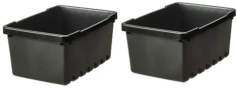 Ikea Rectangular Storage box (Black, 25x17x12 cm) -Pack of 2