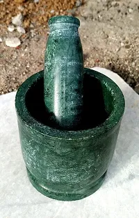 Ikarus Green Marble Imam Dasta/Mortar and Pestle Set/Ohkli Musal/Kharal- 4 Inches-thumb2