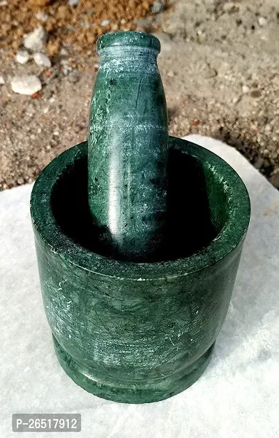 Ikarus Green Marble Imam Dasta/Mortar and Pestle Set/Ohkli Musal/Kharal- 4 Inches-thumb3