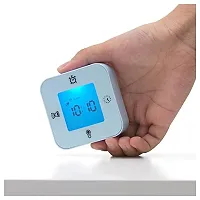 Ikea Plastic Table Clock with Thermometer, Alarm, Timer (Depth : 3 cm, Width : 7 cm, Height :7 cm , Blue)-thumb1