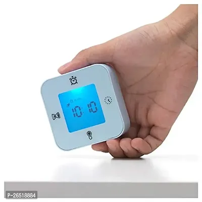 Ikea Plastic Table Clock with Thermometer, Alarm, Timer (Depth : 3 cm, Width : 7 cm, Height :7 cm , Blue)-thumb2
