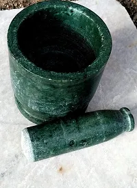 Ikarus Green Marble Imam Dasta/Mortar and Pestle Set/Ohkli Musal/Kharal- 4 Inches-thumb3