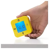 Ikea Resin Polythene Thermometer, Alarm, Timer Table Clock (3 X 7 X 7 Cm, Yellow)-thumb1