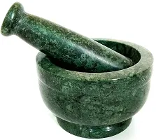 Simran Handicrafts B E Craft, Mortar and Pestle Set, kharad, Masher Spice Mixer/Okhli and musle/Kharal for Kitchen 4 inches, Green Colour-thumb3