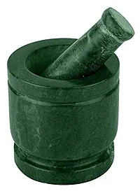 Ikarus Green Marble Imam Dasta/Mortar and Pestle Set/Ohkli Musal/Kharal- 4 Inches-thumb1