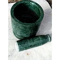 Simran Handicrafts B E Craft, Green Marble Imam Dasta/Mortar and Pestle Set/Ohkli Musal/Kharal- 5 Inches-thumb3