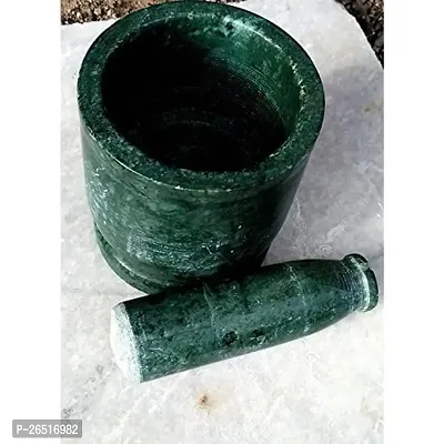 Simran Handicrafts B E Craft, Green Marble Imam Dasta/Mortar and Pestle Set/Ohkli Musal/Kharal- 5 Inches-thumb4