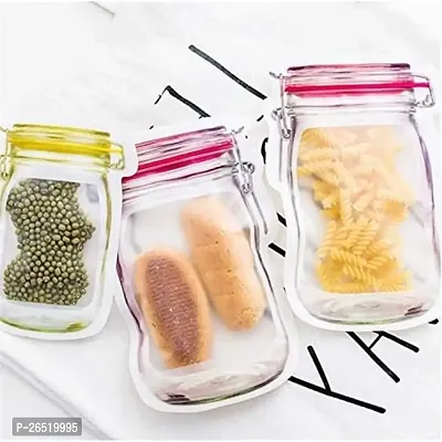 Ikarus Jar Zipper Bags Storage for Food, Grains, Flours, Beans, Dry Fruits (1000 ML,500ML  250 ML) Pack of (6)-thumb0