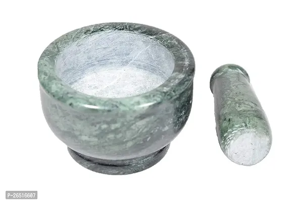 Simran Handicrafts B E Craft, Mortar and Pestle Set, kharad, Masher Spice Mixer/Okhli and musle/Kharal for Kitchen 4 inches, Green Colour-thumb2