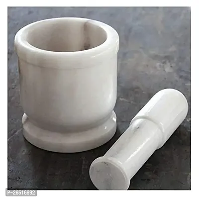 DECORVAIZ Ikarus Marble Mortar and Pestle Set (White , 3X3 Inches)-thumb0