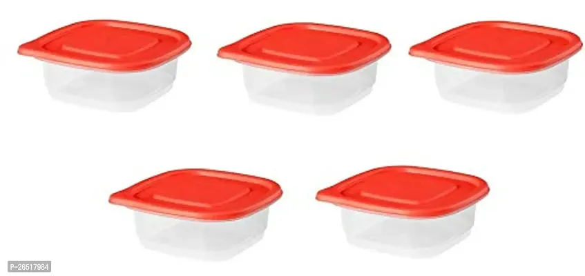 DRAKFISK Food Container, Transparent, red, 230 ml (8 oz)(Pack of 5)