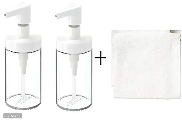 Ikea Glass Soap Dispenser, 17 cm (6 ?)/250 ml 8 oz, White (Pack of 2) with Free one White wascloth (30 * 30), Glass-thumb0