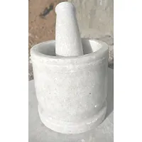 DECORVAIZ Ikarus Marble Mortar and Pestle Set (White , 3X3 Inches)-thumb4