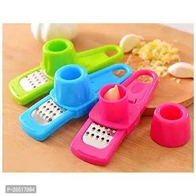 IKARUS Plastic Garlic Ginger Grater Plastic Chopper Kitchen Tool, Multicolour-thumb0