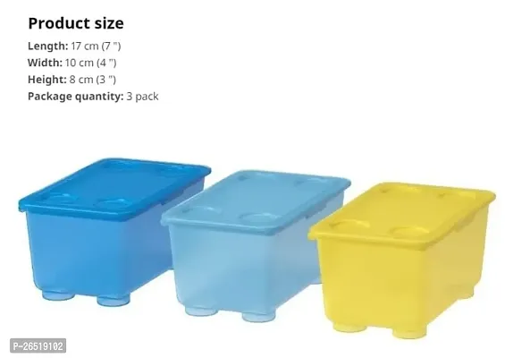 Ikea Polyethylene Terephthalate Rectangular Storage Box with Lid - Pet Container Set (Multicolour, 17 Cm, 10 Cm Height: 8 Cm) - Set of 3 Pieces-thumb2