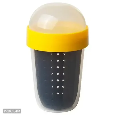 Ikea Rinse and Store Polypropylene plastic Fruit Snack Container (Grey, Yellow, 300 ml /10 oz)